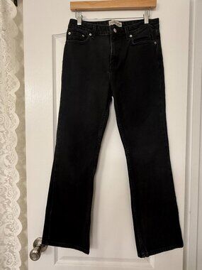 London Jean • Washed Black Flare Leg Jeans 100% Cotton Size 6